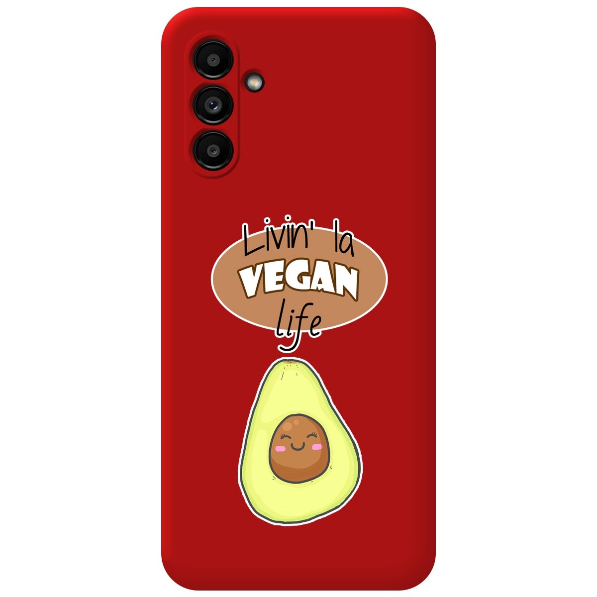 Funda Silicona Líquida Roja para Samsung Galaxy A13 5G diseño Vegan Life Dibujos