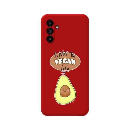 Funda Silicona Líquida Roja para Samsung Galaxy A13 5G diseño Vegan Life Dibujos