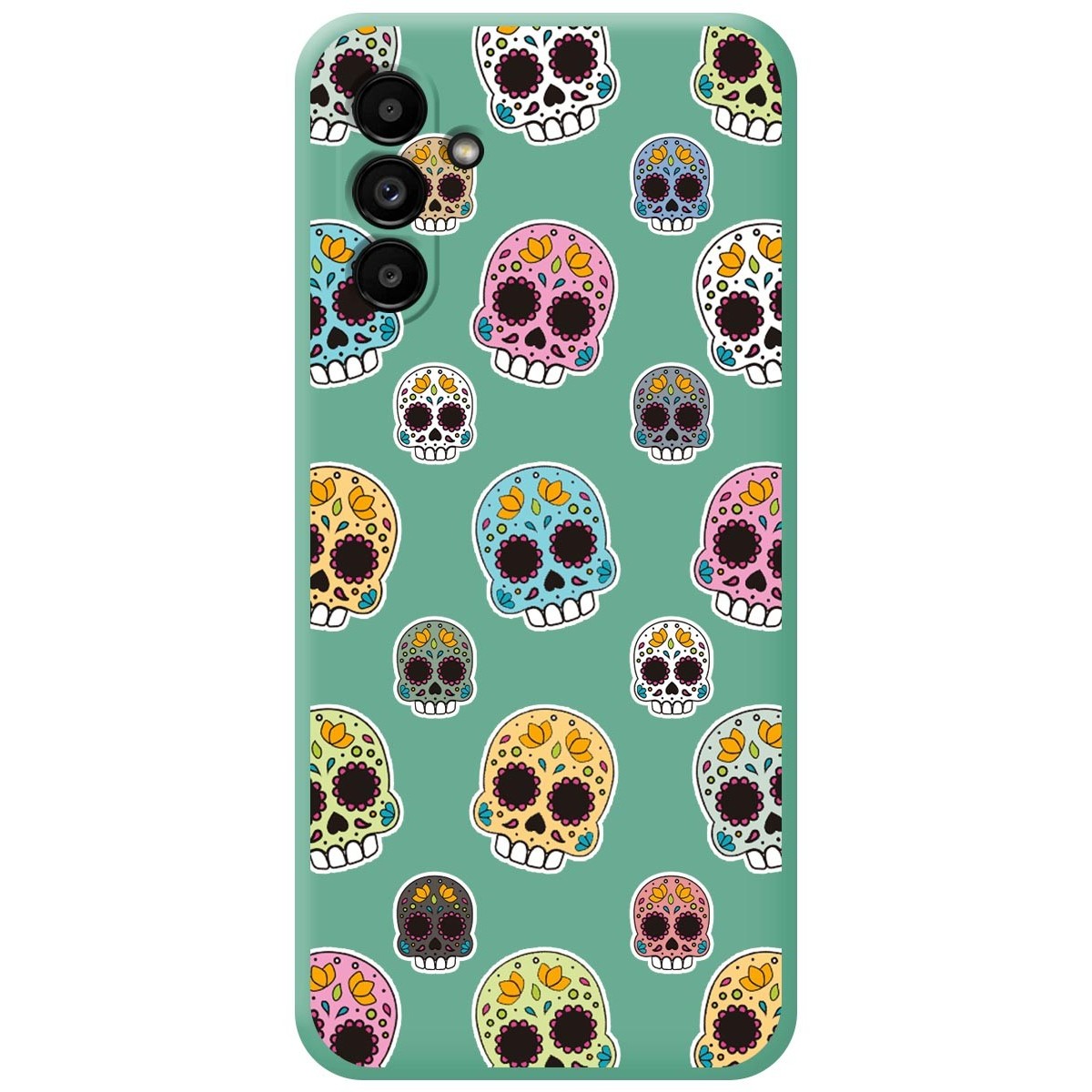 Funda Silicona Líquida Verde para Samsung Galaxy A13 5G diseño Catrina Dibujos