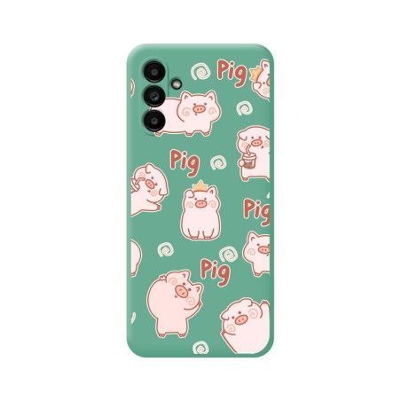 Funda Silicona Líquida Verde para Samsung Galaxy A13 5G diseño Cerdos Dibujos