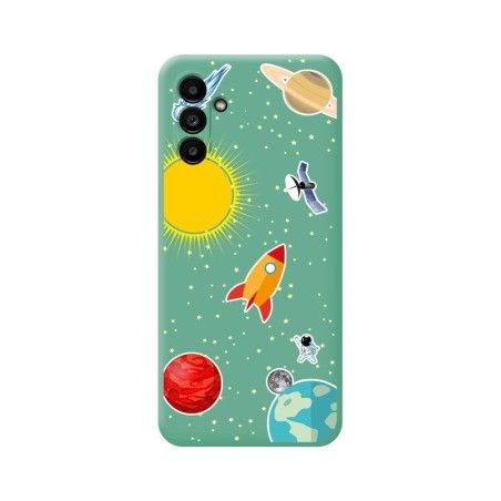 Funda Silicona Líquida Verde para Samsung Galaxy A13 5G diseño Espacio Dibujos