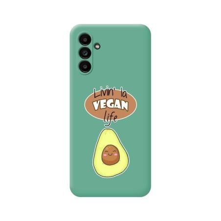 Funda Silicona Líquida Verde para Samsung Galaxy A13 5G diseño Vegan Life Dibujos