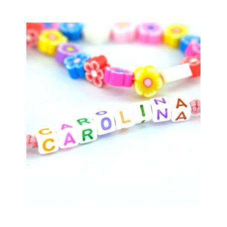 Personaliza tu Pulsera de Cuentas Modelo Flores con Tu Nombre