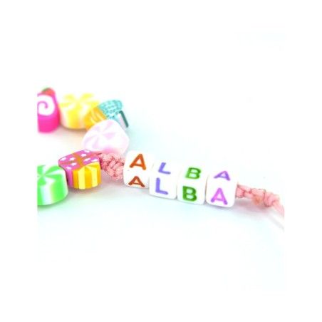 Personaliza tu Pulsera de Cuentas Modelo Cupcake con Tu Nombre