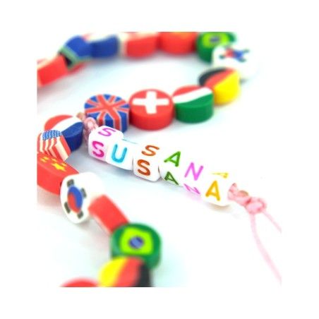 Personaliza tu Pulsera de Cuentas Modelo Banderas con Tu Nombre