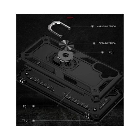 Funda Tough Armor con Anillo Giratorio Negra para Samsung Galaxy A04s