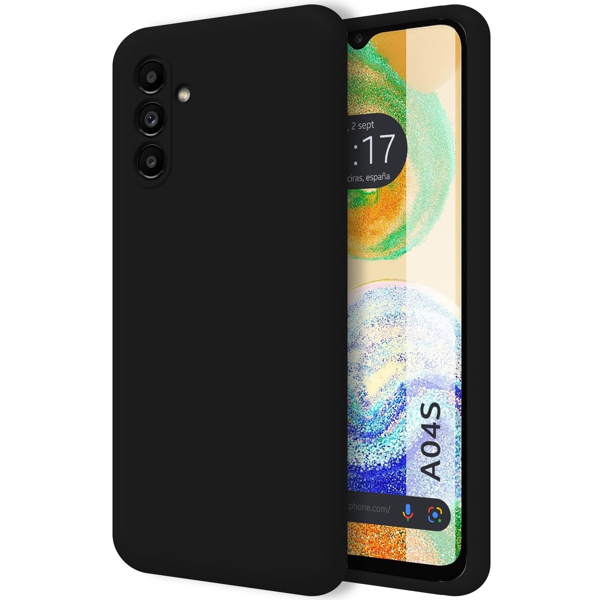 Funda Silicona Líquida Ultra Suave para Samsung Galaxy A04s color Negra