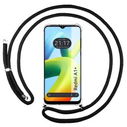 Funda Colgante Transparente para Xiaomi Redmi A1 Plus con Cordon Negro