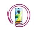 Funda Colgante Transparente para Xiaomi Redmi A1 Plus con Cordon Rosa Fucsia
