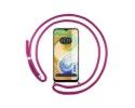 Funda Colgante Transparente para Samsung Galaxy A04s con Cordon Rosa Fucsia