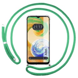 Funda Colgante Transparente para Samsung Galaxy A04s con Cordon Verde Agua