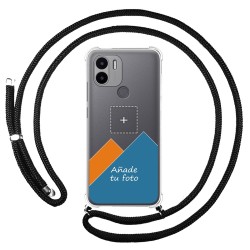 Personaliza tu Funda Colgante Transparente para Xiaomi Redmi A1 Plus con Cordon Negro Dibujo Personalizada