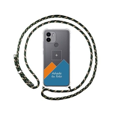 Personaliza tu Funda Colgante Transparente para Xiaomi Redmi A1 Plus con Cordon Verde / Dorado Dibujo Personalizada