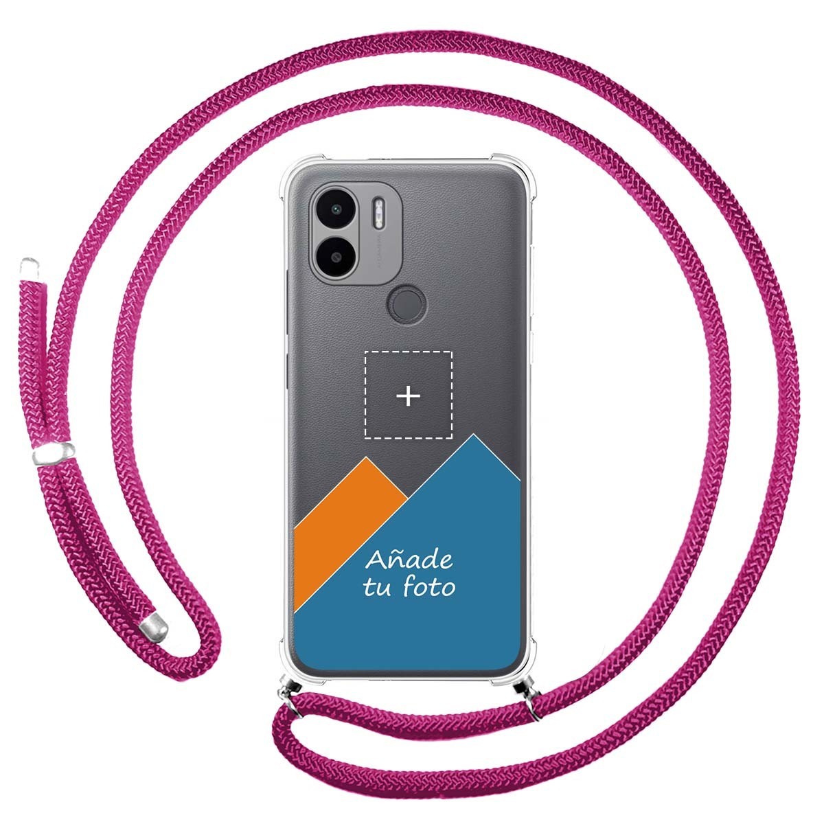 Personaliza tu Funda Colgante Transparente para Xiaomi Redmi A1 Plus con Cordon Rosa Fucsia Dibujo Personalizada