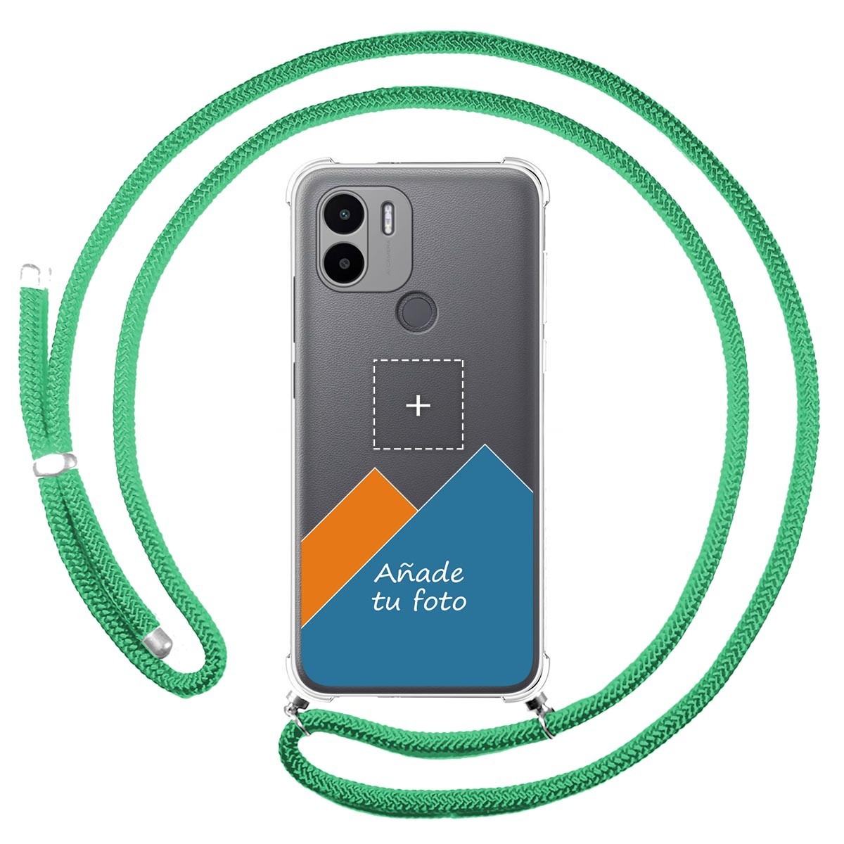 Personaliza tu Funda Colgante Transparente para Xiaomi Redmi A1 Plus con Cordon Verde Agua Dibujo Personalizada