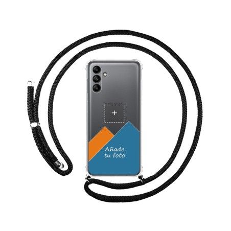 Personaliza tu Funda Colgante Transparente para Samsung Galaxy A04s con Cordon Negro Dibujo Personalizada