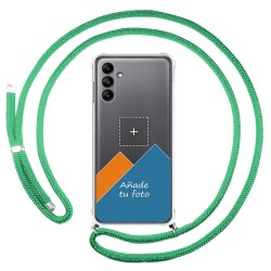 Personaliza tu Funda Colgante Transparente para Samsung Galaxy A04s con Cordon Verde Agua Dibujo Personalizada