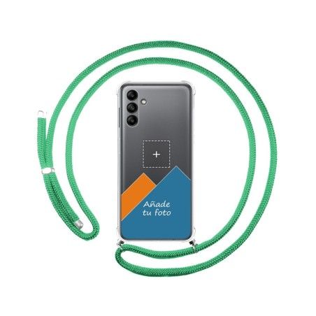 Personaliza tu Funda Colgante Transparente para Samsung Galaxy A04s con Cordon Verde Agua Dibujo Personalizada