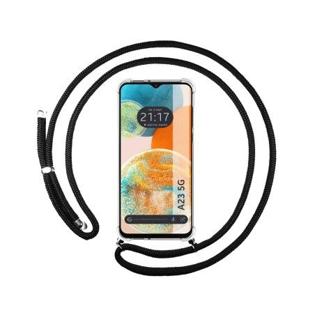 Funda Colgante Transparente para Samsung Galaxy A23 5G con Cordon Negro
