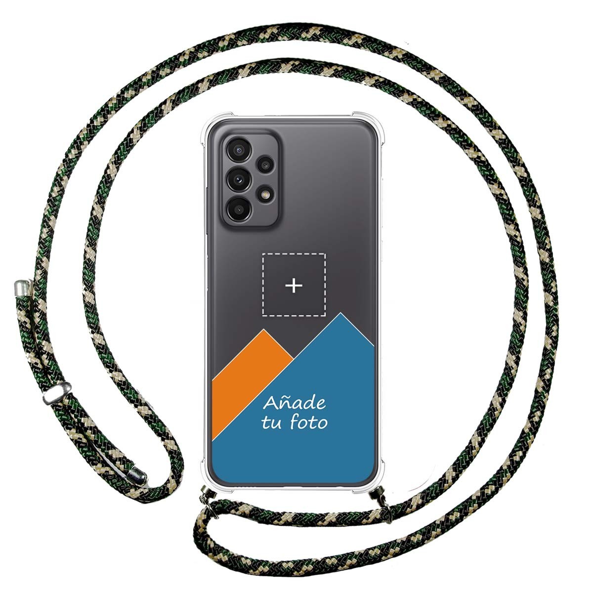 Personaliza tu Funda Colgante Transparente para Samsung Galaxy A23 5G con Cordon Verde / Dorado Dibujo Personalizada