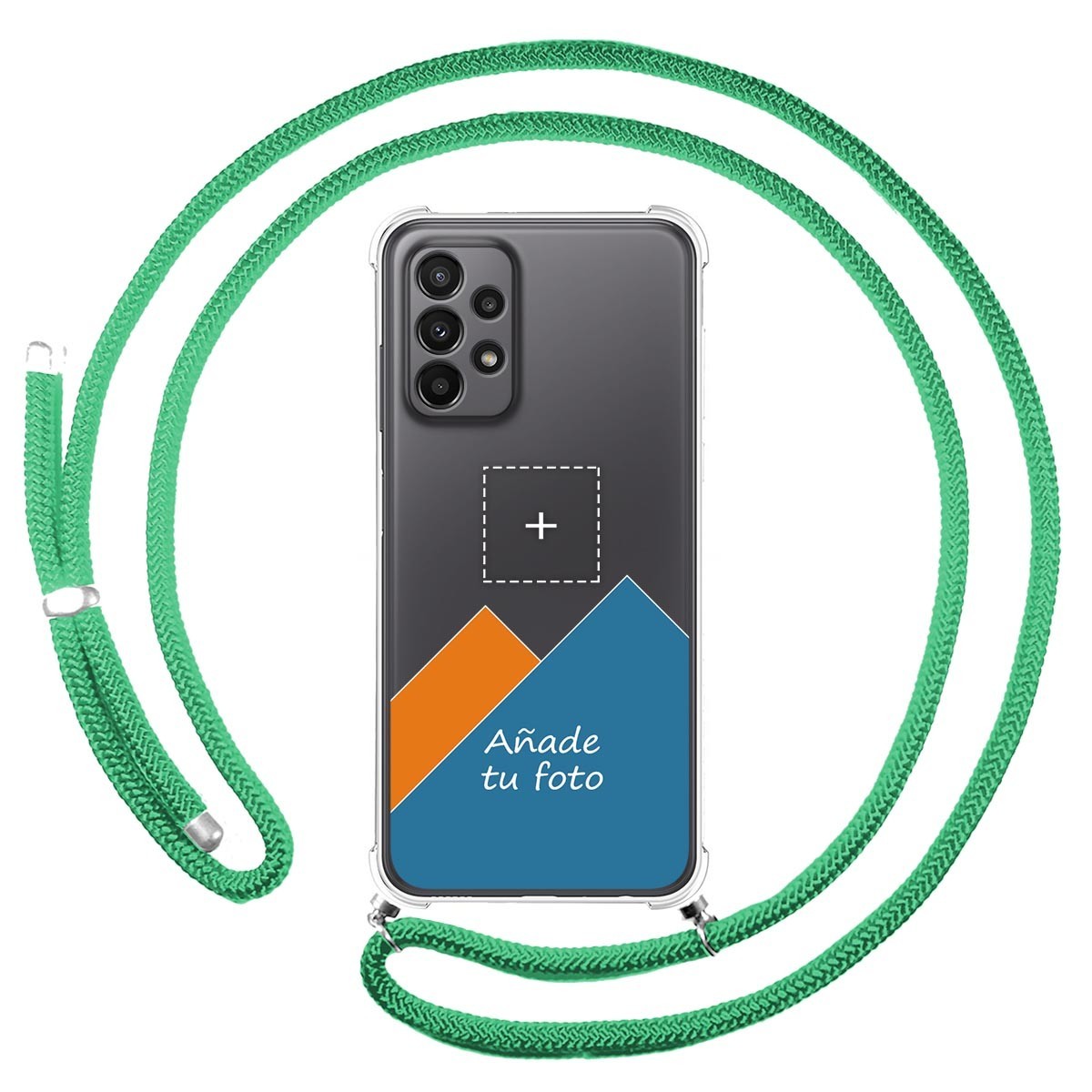 Personaliza tu Funda Colgante Transparente para Samsung Galaxy A23 5G con Cordon Verde Agua Dibujo Personalizada