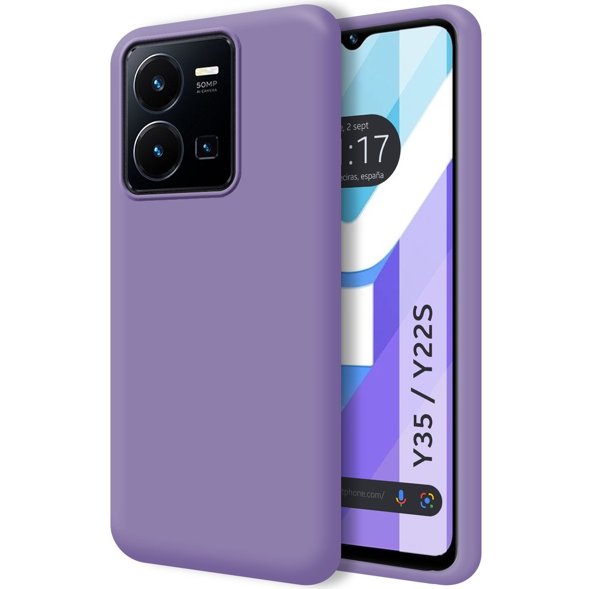 Funda Silicona Líquida Ultra Suave para Vivo Y35 / Y22s color Morada