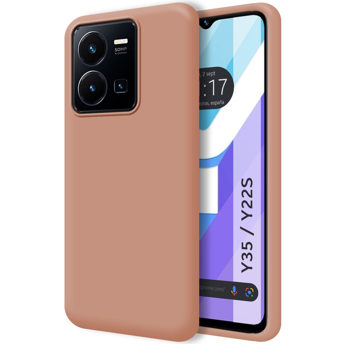 Funda Silicona Líquida Ultra Suave para Vivo Y35 / Y22s color Rosa