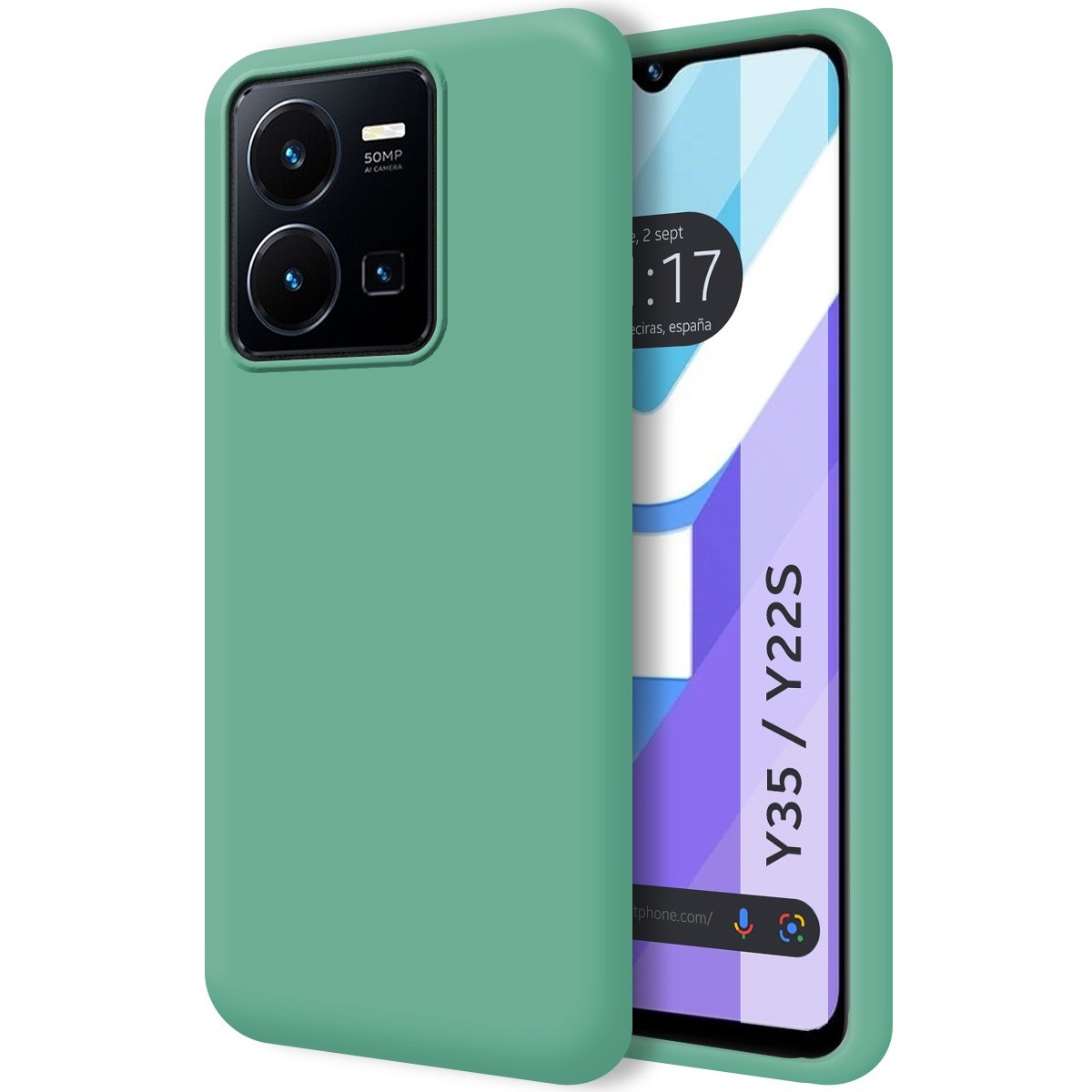 Funda Silicona Líquida Ultra Suave para Vivo Y35 / Y22s color Verde