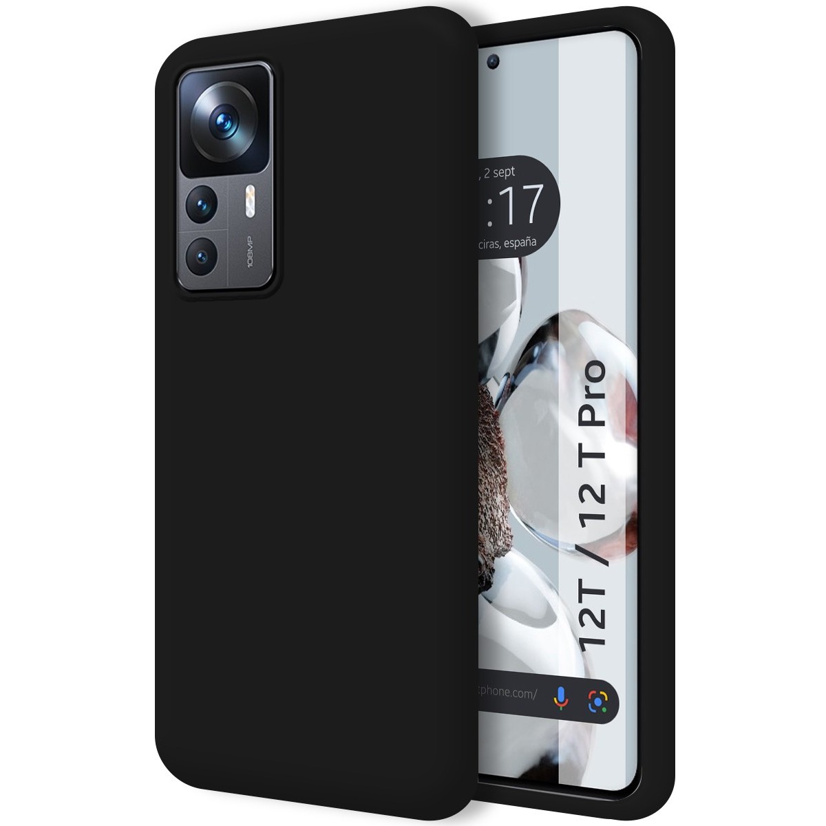 Funda Silicona Líquida Ultra Suave para Xiaomi 12T / 12T Pro 5G color Negra