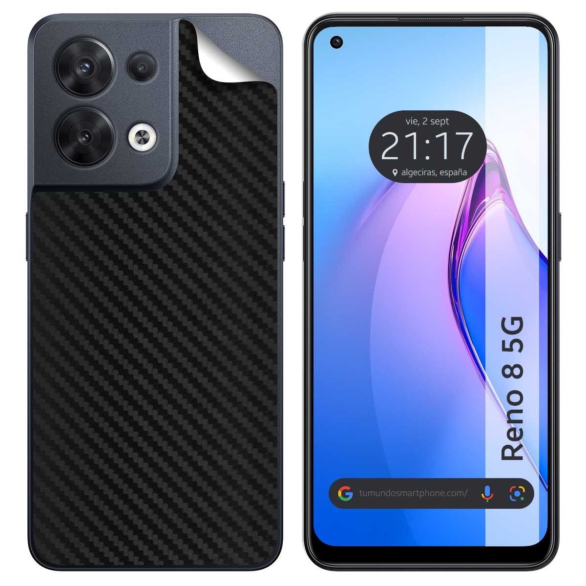 Pegatina Vinilo Autoadhesiva Textura Carbono para Oppo Reno 8 5G