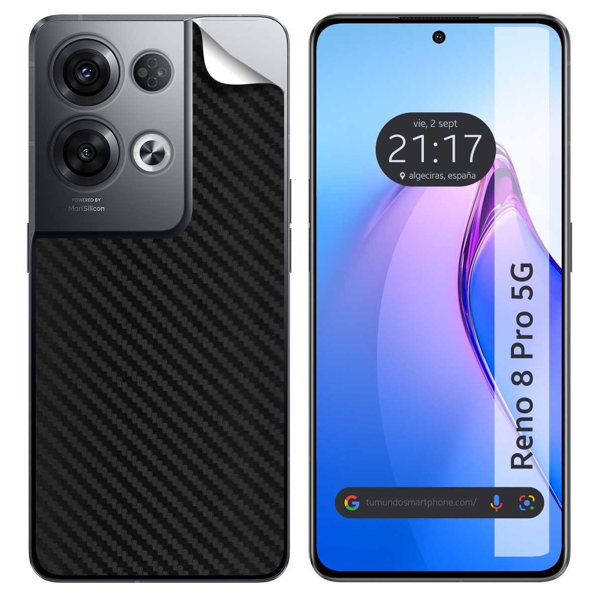 Pegatina Vinilo Autoadhesiva Textura Carbono para Oppo Reno 8 Pro 5G