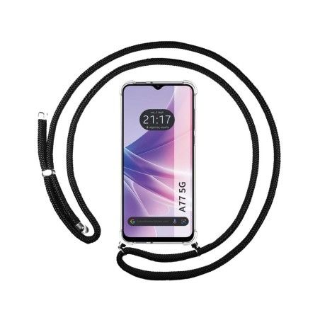 Funda Colgante Transparente para Oppo A77 5G con Cordon Negro