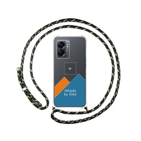 Personaliza tu Funda Colgante Transparente para Oppo A77 5G con Cordon Verde / Dorado Dibujo Personalizada