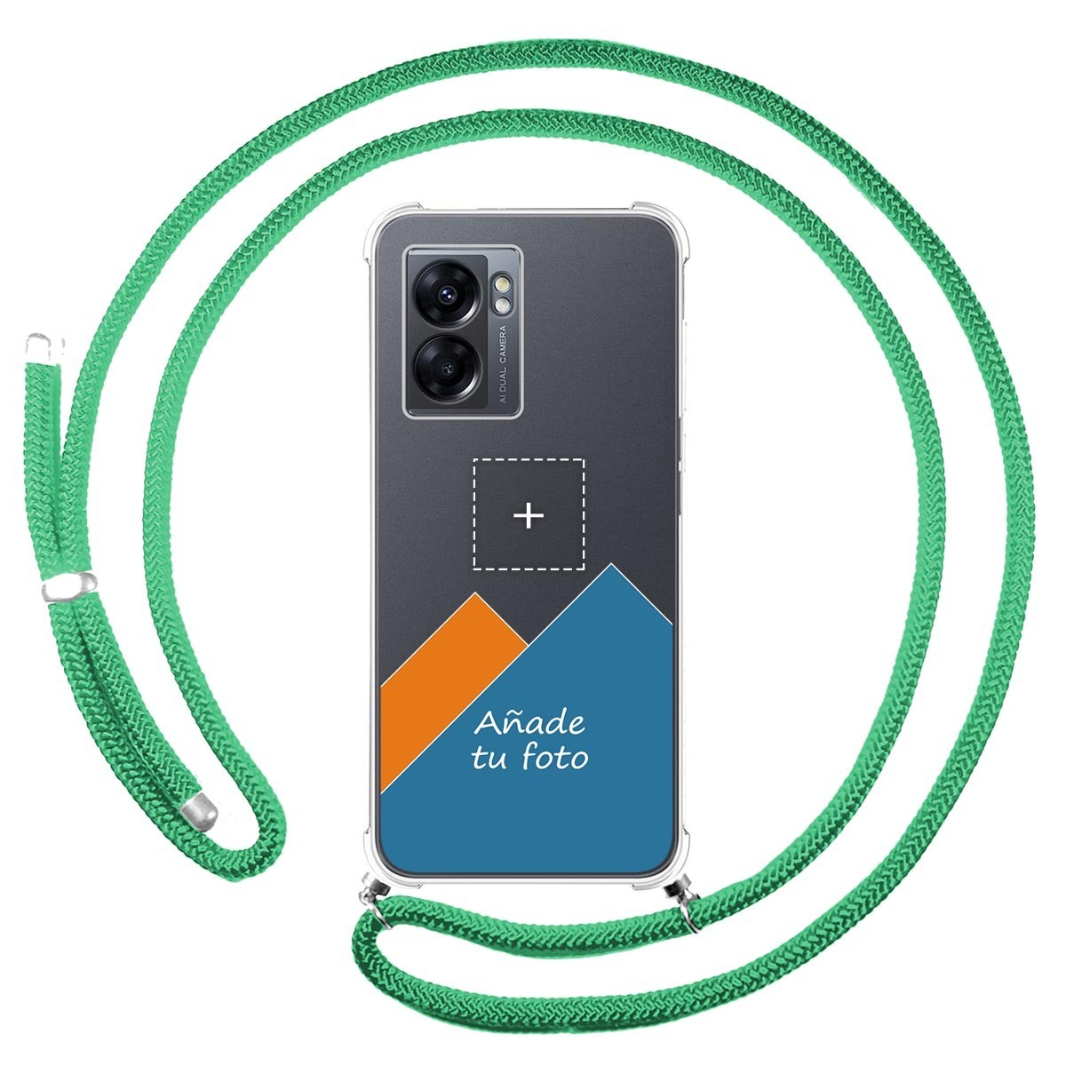 Personaliza tu Funda Colgante Transparente para Oppo A77 5G con Cordon Verde Agua Dibujo Personalizada