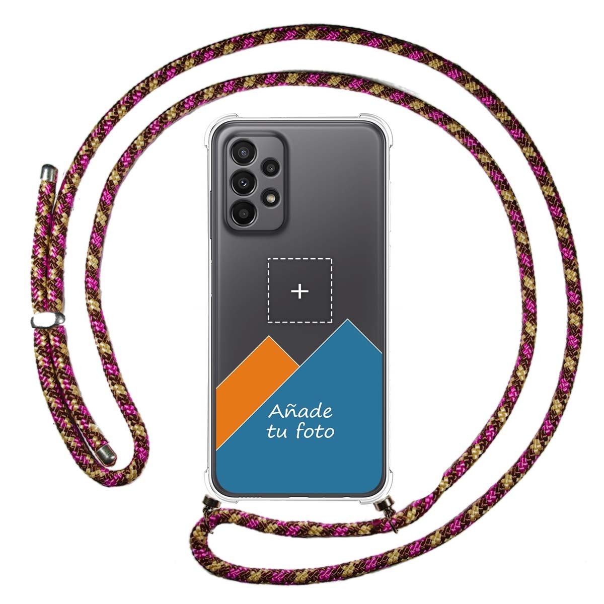 Personaliza tu Funda Colgante Transparente para Realme Narzo 50 5G con Cordon Rosa / Dorado Dibujo Personalizada