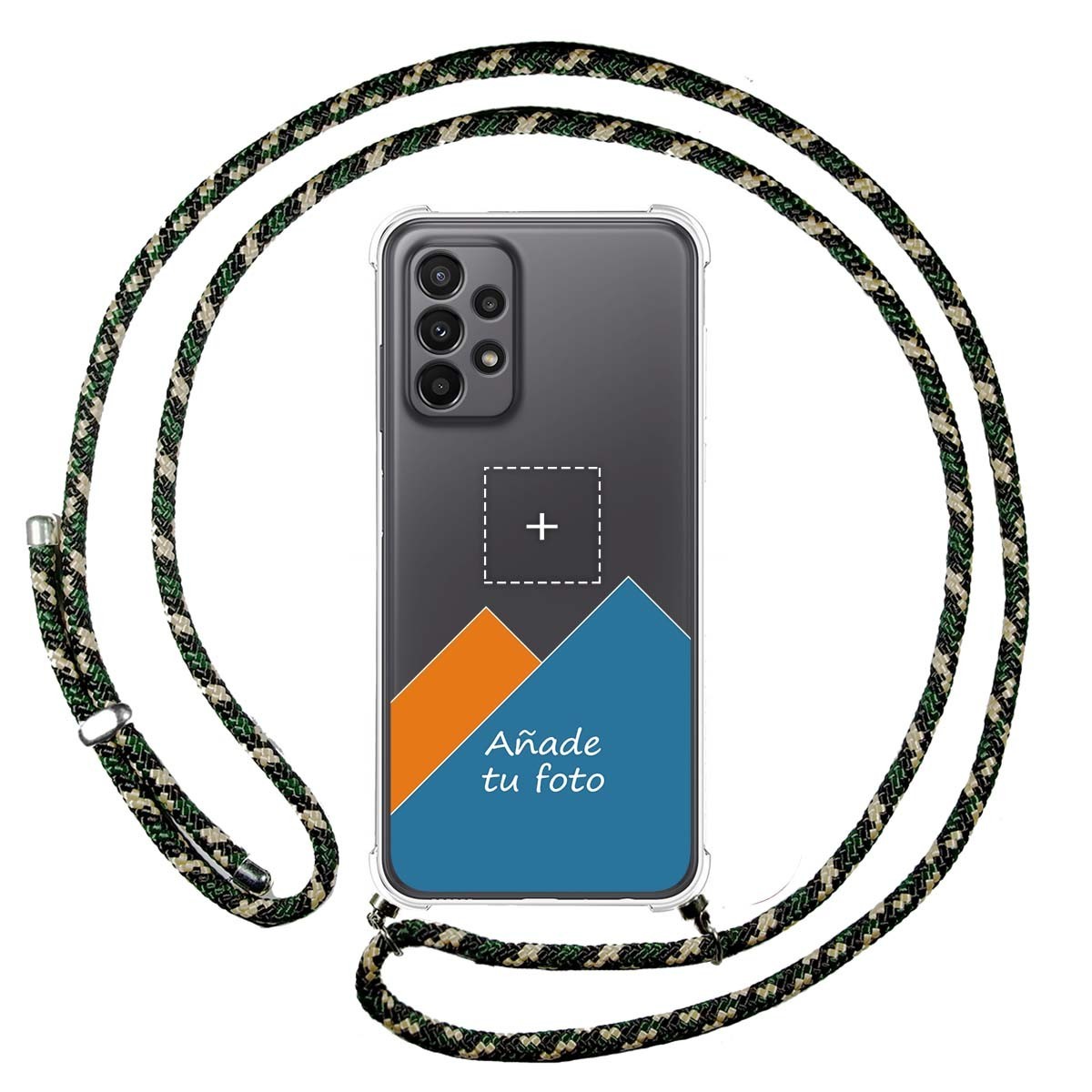 Personaliza tu Funda Colgante Transparente para Realme Narzo 50 5G con Cordon Verde / Dorado Dibujo Personalizada