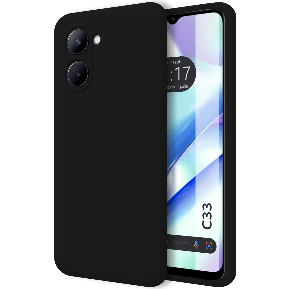 Funda Silicona Líquida Ultra Suave para Realme C33 color Negra