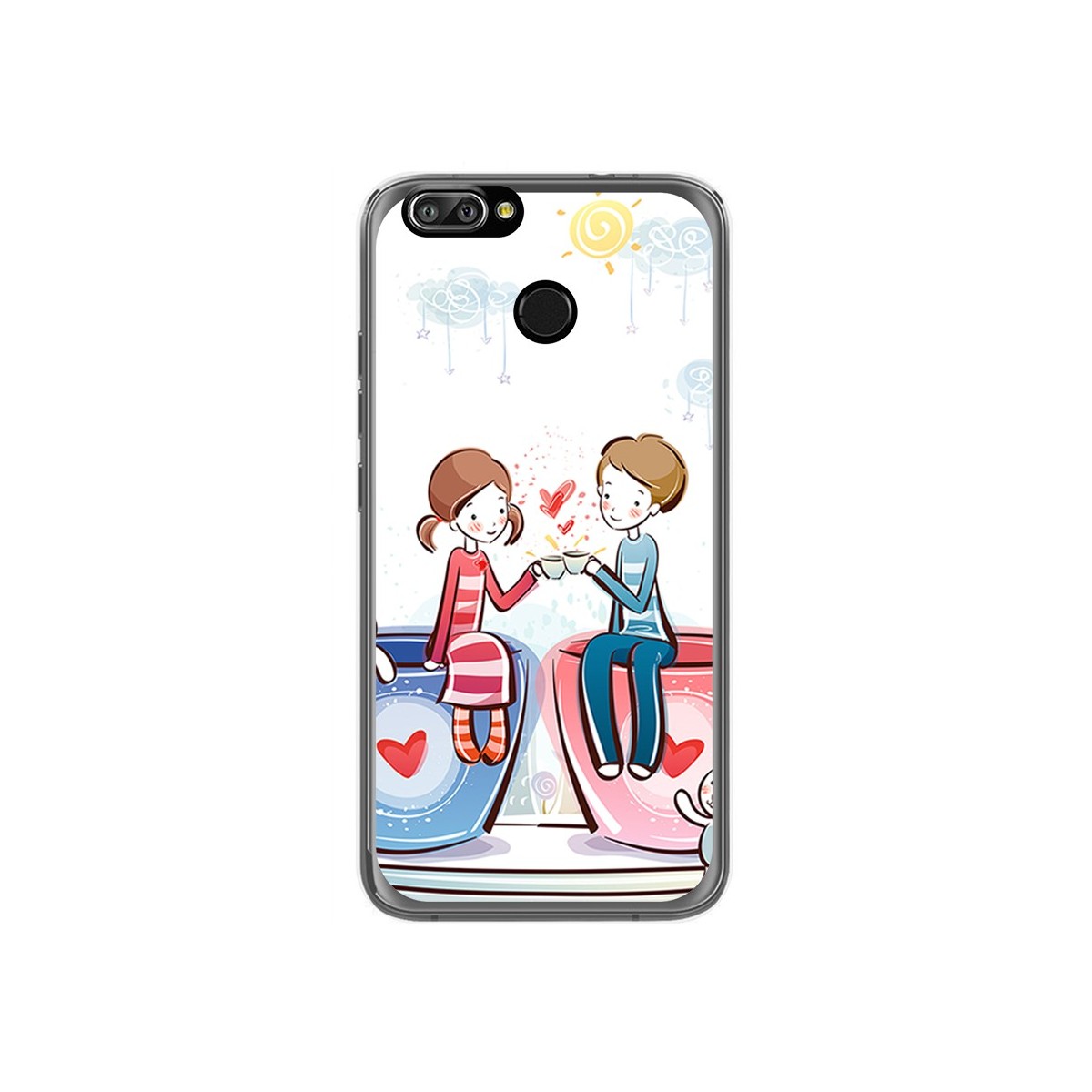 Funda Gel Tpu para Oukitel U22 Diseño Cafe Dibujos