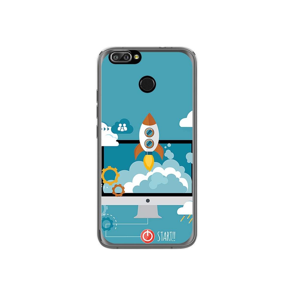 Funda Gel Tpu para Oukitel U22 Diseño Cohete Dibujos