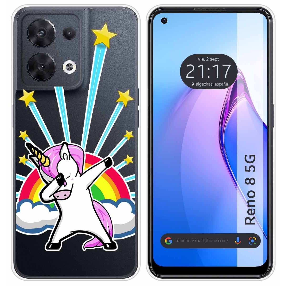 Funda Silicona Transparente para Oppo Reno 8 5G diseño Unicornio Dibujos