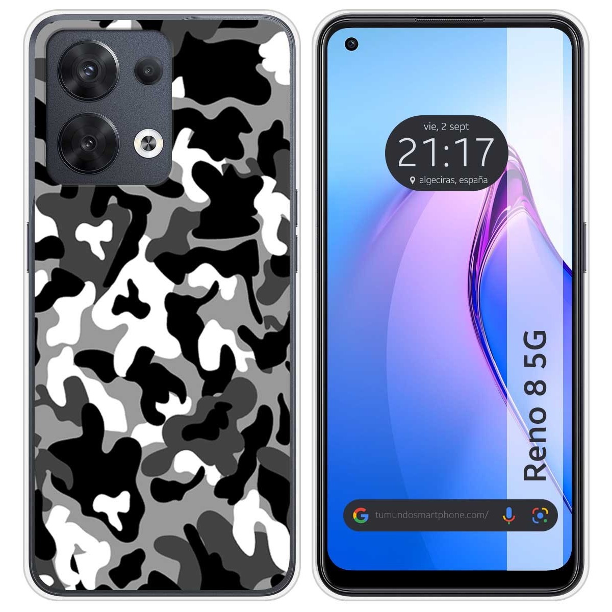 Funda Silicona para Oppo Reno 8 5G diseño Snow Camuflaje Dibujos
