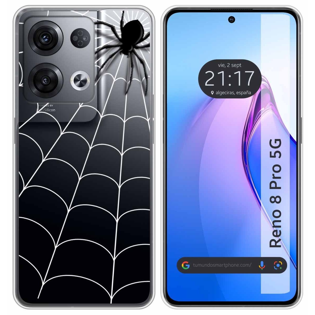 Funda Silicona Transparente para Oppo Reno 8 Pro 5G diseño Araña Dibujos