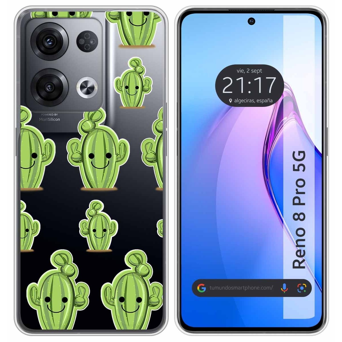 Funda Silicona Transparente para Oppo Reno 8 Pro 5G diseño Cactus Dibujos