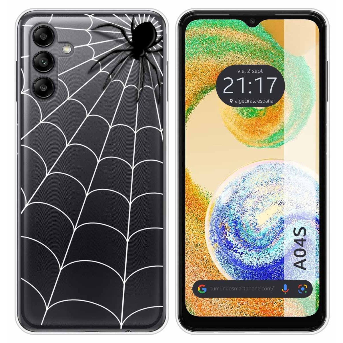Funda Silicona Transparente para Samsung Galaxy A04s diseño Araña Dibujos