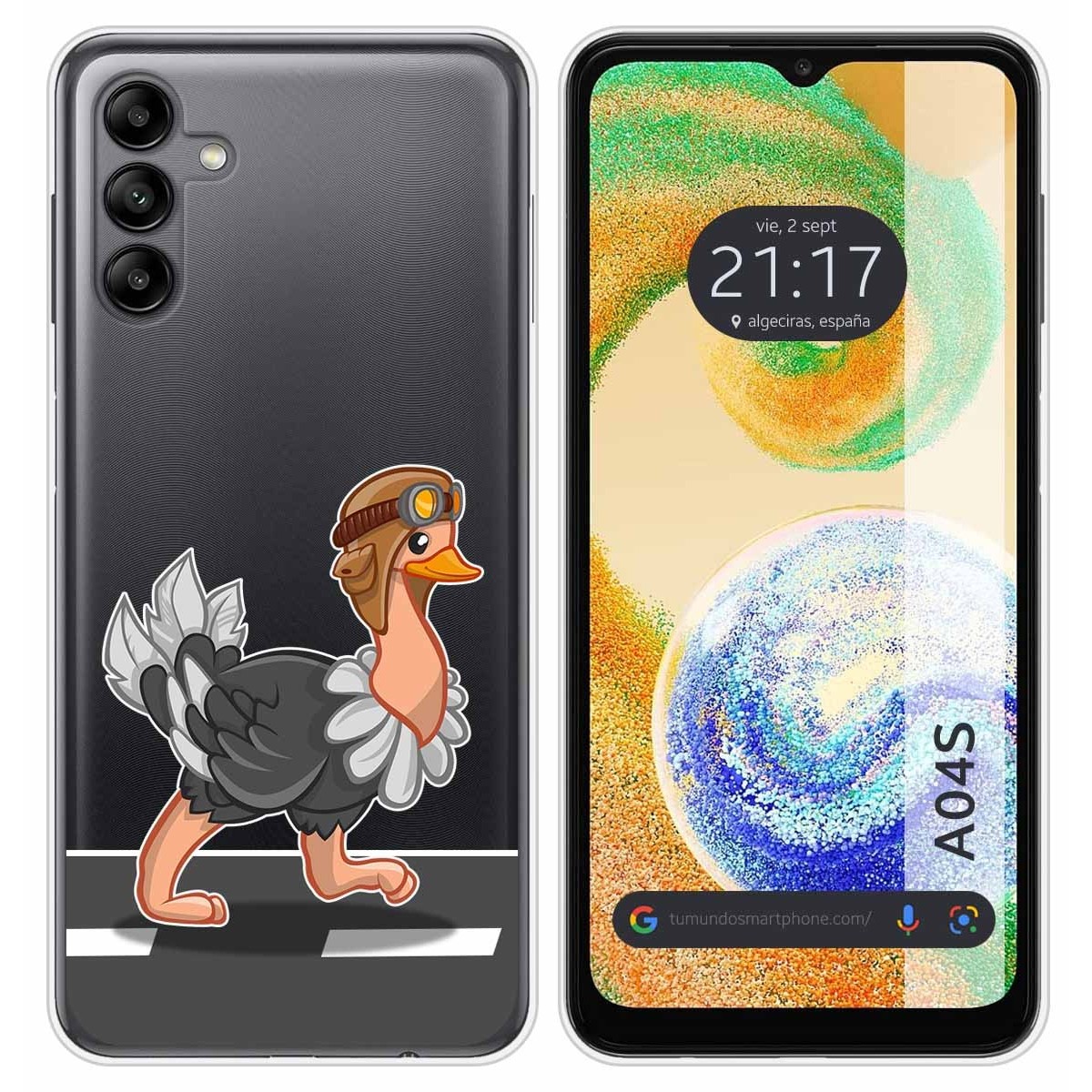 Funda Silicona Transparente para Samsung Galaxy A04s diseño Avestruz Dibujos