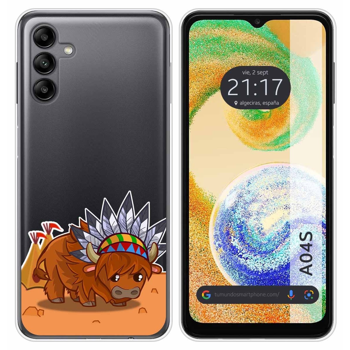 Funda Silicona Transparente para Samsung Galaxy A04s diseño Bufalo Dibujos