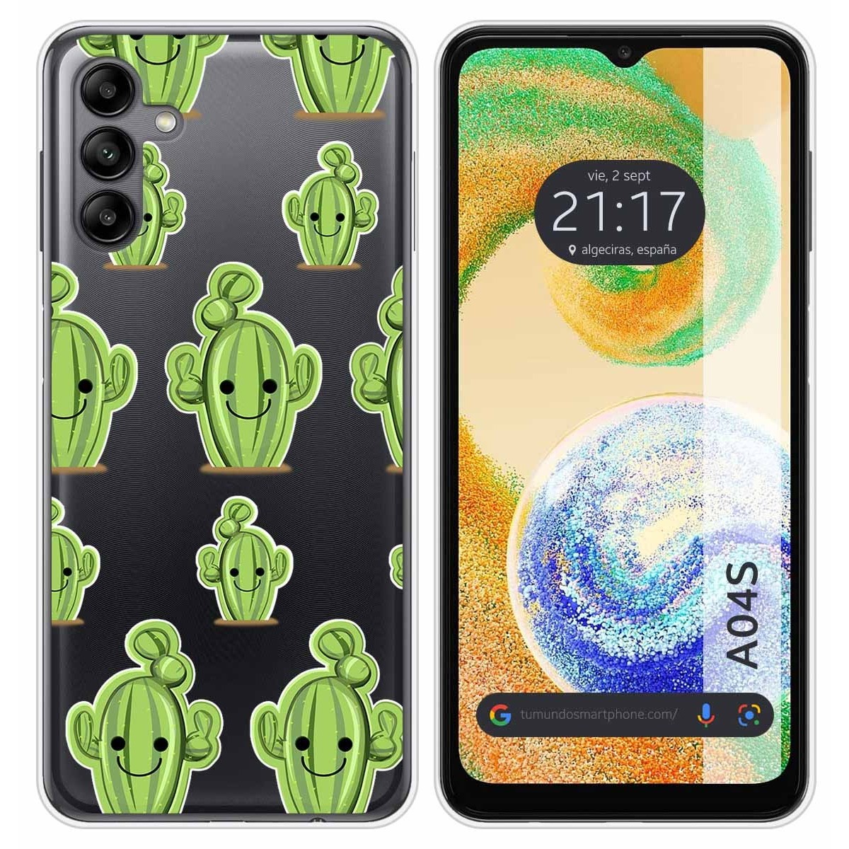 Funda Silicona Transparente para Samsung Galaxy A04s diseño Cactus Dibujos