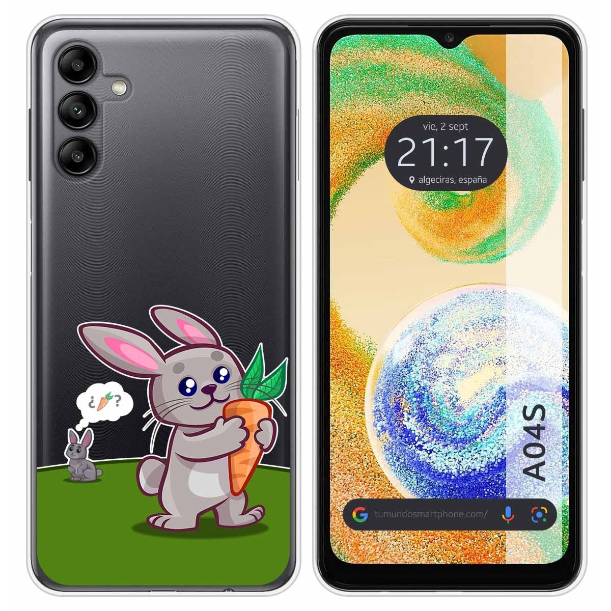 Funda Silicona Transparente para Samsung Galaxy A04s diseño Conejo Dibujos