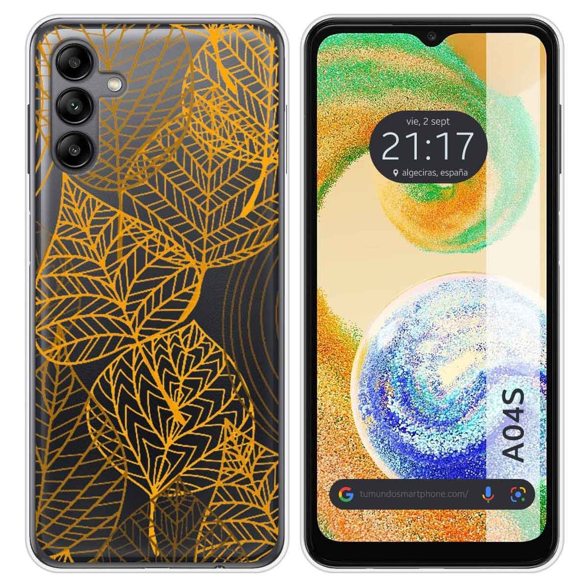 Funda Silicona Transparente para Samsung Galaxy A04s diseño Hojas Dibujos