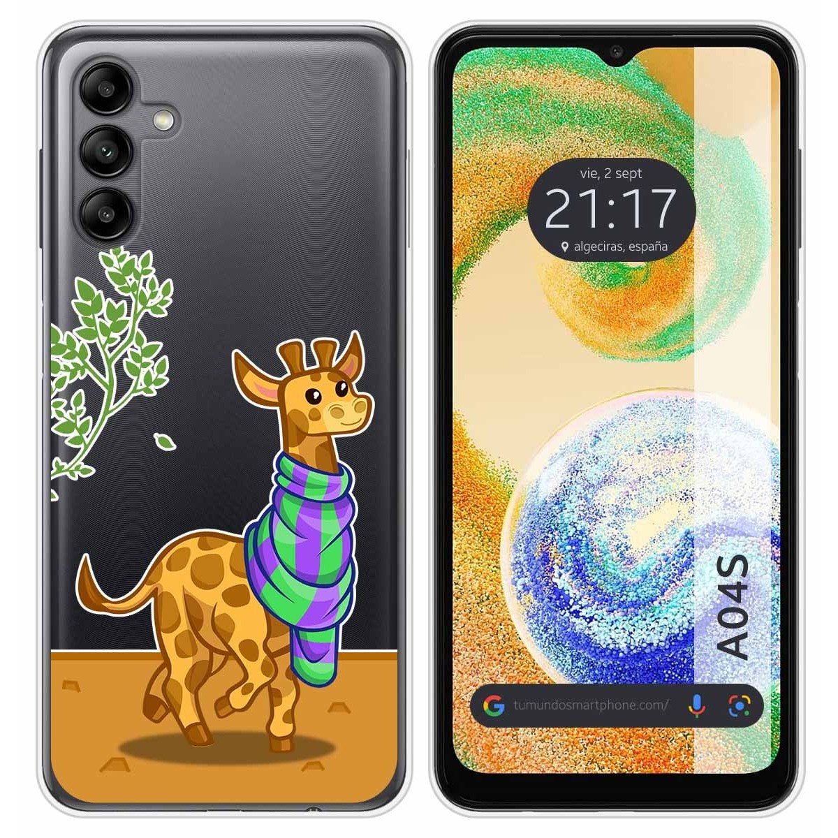 Funda Silicona Transparente para Samsung Galaxy A04s diseño Jirafa Dibujos
